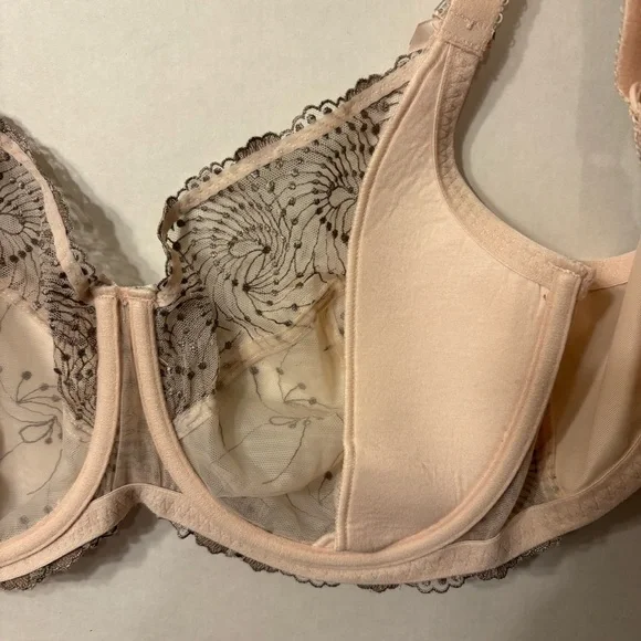Fit Fully Yours Womens Nicole see -Thru Lace Bra Cloud Pink Size 36G - Picture 11 of 16